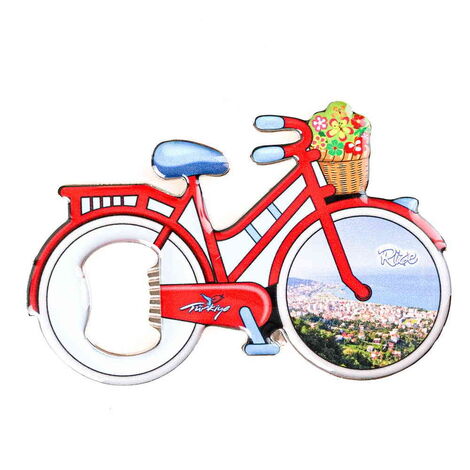 Rize Themed Bicycle Shaped Metal Magnetic Bottle Opener 100x65 mm - 4