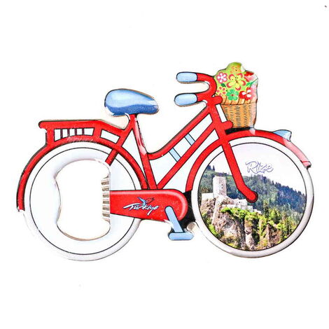 Rize Themed Bicycle Shaped Metal Magnetic Bottle Opener 100x65 mm - 5