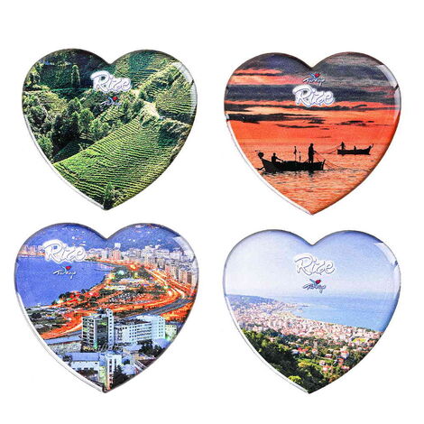 Rize Themed Epoxy Dome Heart Souvenir Fridge Magnet 65x60 mm - 3