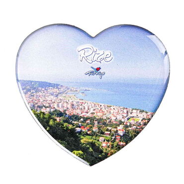 Rize Themed Epoxy Dome Heart Souvenir Fridge Magnet 65x60 mm - 5