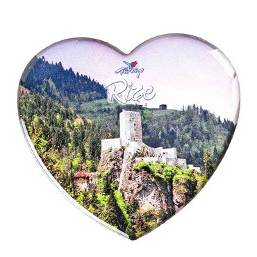 Rize Themed Epoxy Dome Heart Souvenir Fridge Magnet 65x60 mm - 6