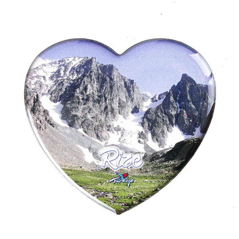 Rize Themed Epoxy Dome Heart Souvenir Fridge Magnet 65x60 mm - 9