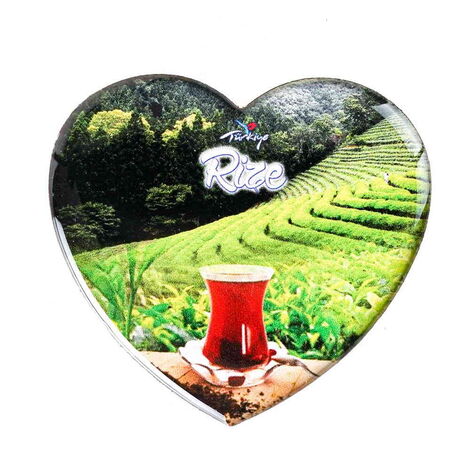 Rize Themed Epoxy Dome Heart Souvenir Fridge Magnet 65x60 mm - 13