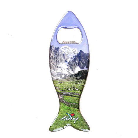 Rize Themed Fish Shaped Metal Magnetic Bottle Opener 120x43 mm - 7