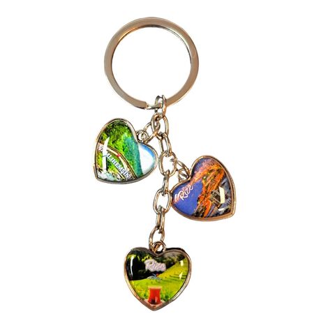 Rize Themed Metal Keychain With 3 Charms - Heart 40x85 mm - 2