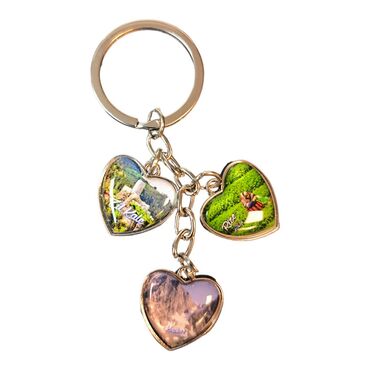 Rize Themed Metal Keychain With 3 Charms - Heart 40x85 mm - 4