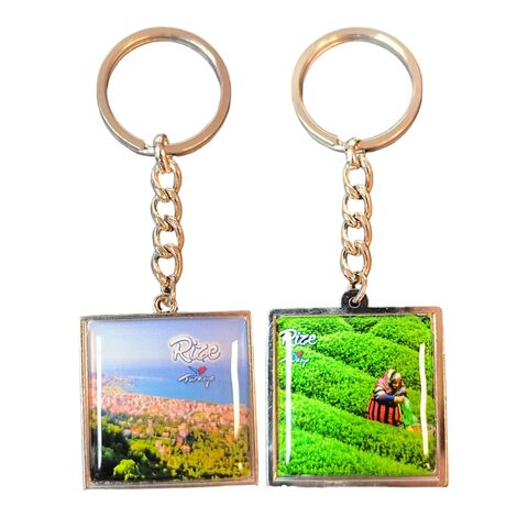 Rize Themed Metal Square Shaped Double Sided Keychain 36x95 mm - 2