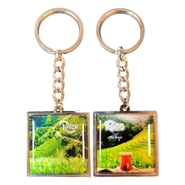 Rize Themed Metal Square Shaped Double Sided Keychain 36x95 mm - 3