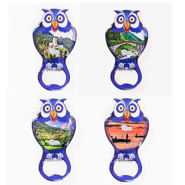 Rize Themed Owl Shaped Metal Magnetic Bottle Opener 88x47 mm - 3