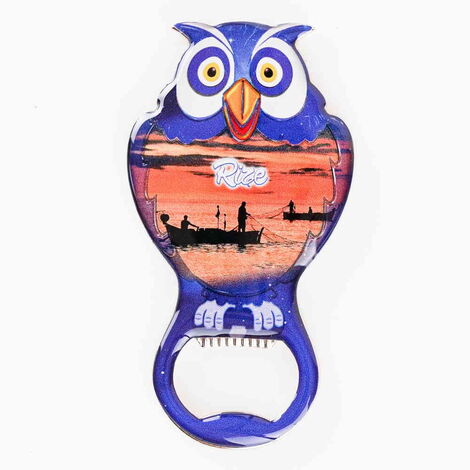 Rize Themed Owl Shaped Metal Magnetic Bottle Opener 88x47 mm - 6