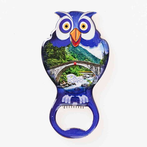 Rize Themed Owl Shaped Metal Magnetic Bottle Opener 88x47 mm - 8