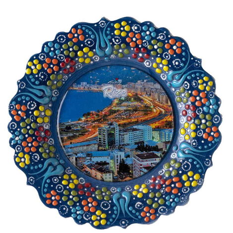 Rize Themed Turkish Ceramic Plate With Epoxy 25 Cm - 2