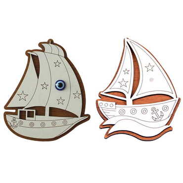 Sailtboat Themed Wooden Engraved Souvenir Fridge Magnet - 2