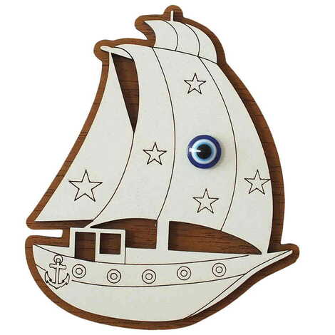 Sailtboat Themed Wooden Engraved Souvenir Fridge Magnet - 4