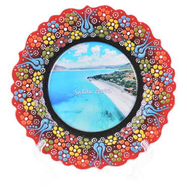 Salda Themed Turkish Ceramic Plate With Epoxy 25 Cm - 6