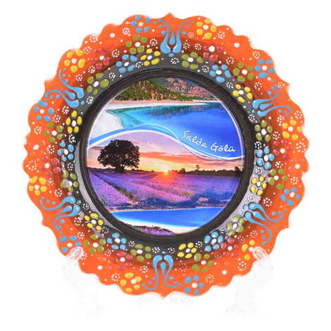 Salda Themed Turkish Ceramic Plate With Epoxy 25 Cm - 7