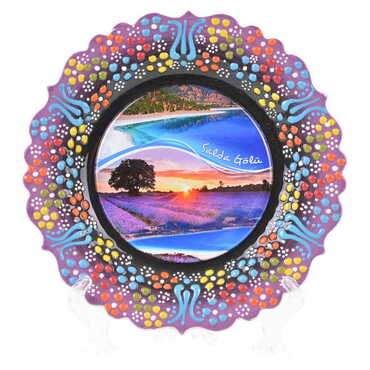 Salda Themed Turkish Ceramic Plate With Epoxy 25 Cm - 8