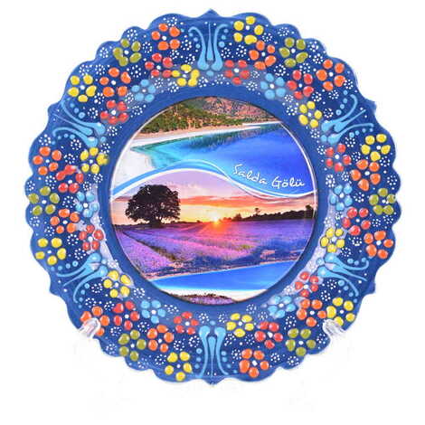 Salda Themed Turkish Ceramic Plate With Epoxy 25 Cm - 10