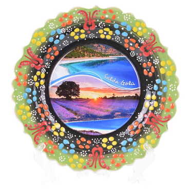 Salda Themed Turkish Ceramic Plate With Epoxy 25 Cm - 11