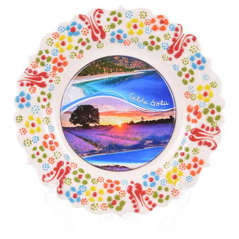 Salda Themed Turkish Ceramic Plate With Epoxy 25 Cm - 13