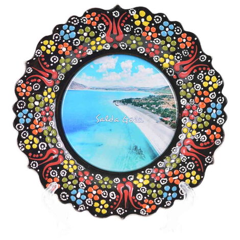 Salda Themed Turkish Ceramic Plate With Epoxy 25 Cm - 14