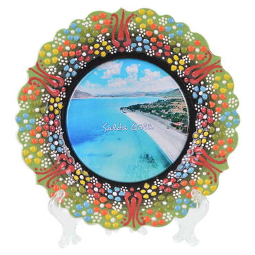 Salda Themed Turkish Ceramic Plate With Epoxy 25 Cm - 16