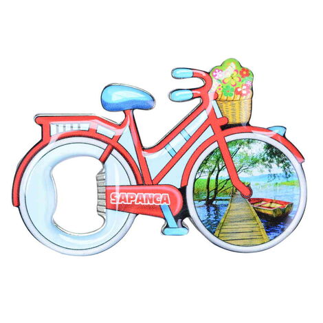 Sapanca Themed Bicycle Shaped Metal Magnetic Bottle Opener 100x65 mm - 3