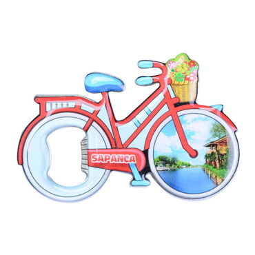 Sapanca Themed Bicycle Shaped Metal Magnetic Bottle Opener 100x65 mm - 4