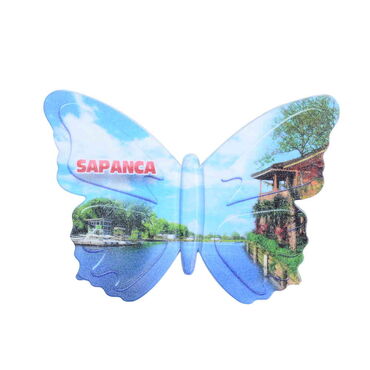 Sapanca Themed Customised UV Printed Plastic Base Butterfly Shaped Fridge Magnet 80x58 mm - 3