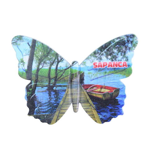 Sapanca Themed Customised UV Printed Plastic Base Butterfly Shaped Fridge Magnet 80x58 mm - 4