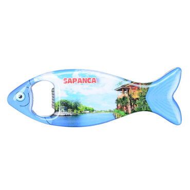 Sapanca Themed Fish Shaped Metal Magnetic Bottle Opener 120x43 mm - 3