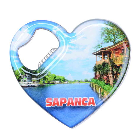 Sapanca Themed Heart Shaped Metal Magnetic Bottle Opener 85x76 mm - 4