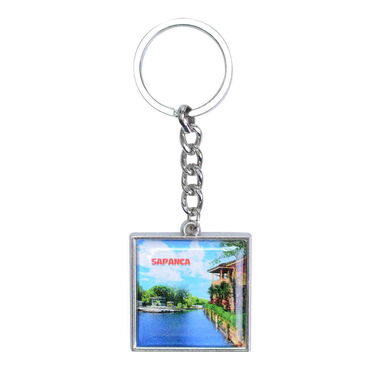 Sapanca Themed Metal Square Shaped Double Sided Keychain 36x95 mm - 2