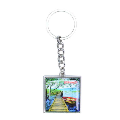 Sapanca Themed Metal Square Shaped Double Sided Keychain 36x95 mm - 3