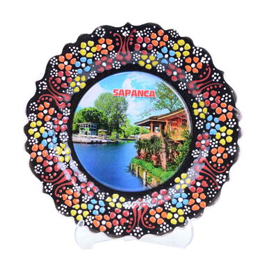 Sapanca Themed Turkish Ceramic Plate With Epoxy 18 Cm - 5