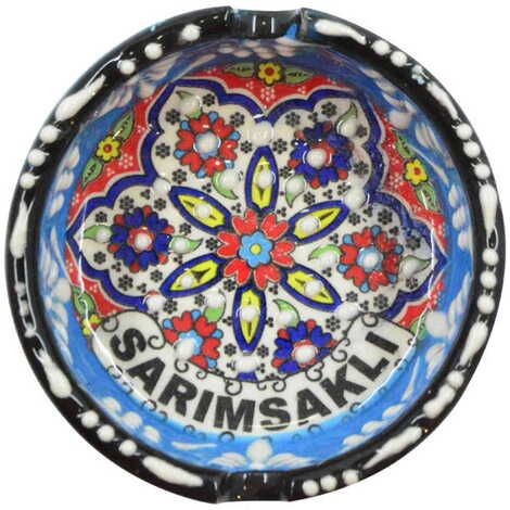 Sarimsakli Themed Turkish Ceramic Special Relief Ashtray Small Size - 4