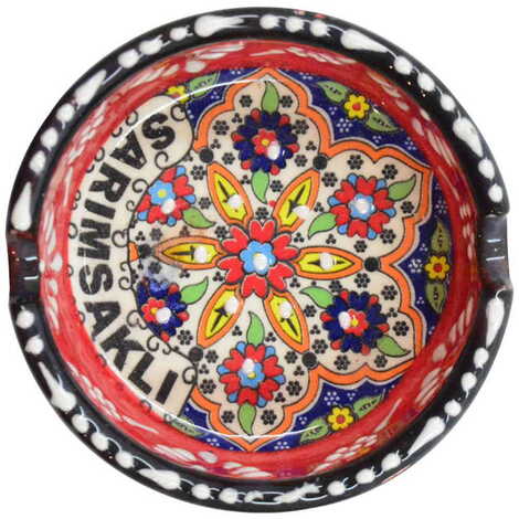 Sarimsakli Themed Turkish Ceramic Special Relief Ashtray Small Size - 5