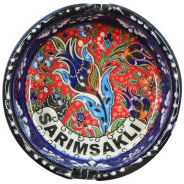 Sarimsakli Themed Turkish Ceramic Special Relief Ashtray Small Size - 7