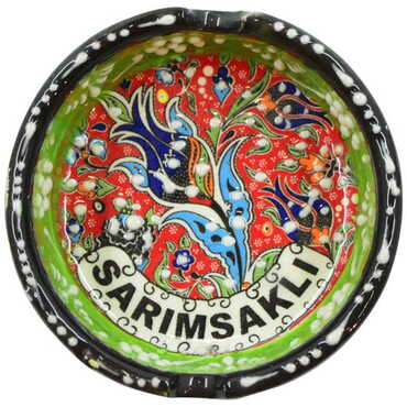 Sarimsakli Themed Turkish Ceramic Special Relief Ashtray Small Size - 8