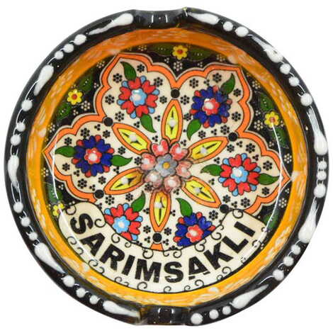 Sarimsakli Themed Turkish Ceramic Special Relief Ashtray Small Size - 9