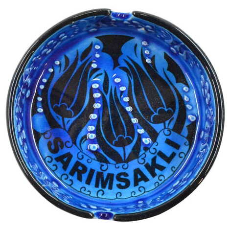 Sarimsakli Themed Turkish Ceramic Turquoise Ashtray Big Size - 5