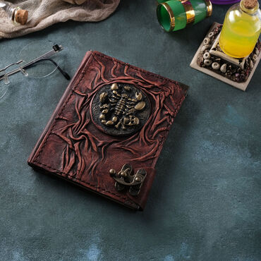 Scorpion Themed Small Leather Notebook - 3