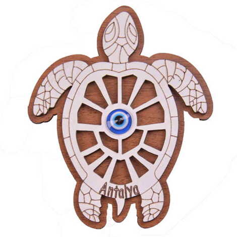 Sea Creatures Themed Wooden Engraved Souvenir Fridge Magnet - 3