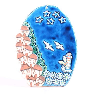 Sea Products Themed Nautical Ceramics Sixth Size Wall Hanging - 3