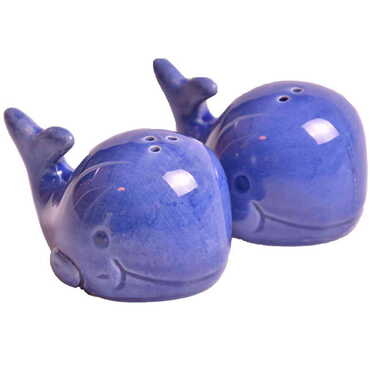 Ceramic Dolphin Shaped Blue Salt And Pepper Shaker - Myros