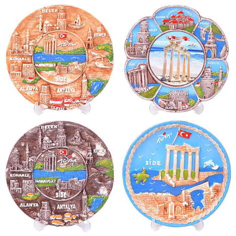 Side Themed City Themed Plaster Raised Cottage Wall Plate 20 Cm - 2