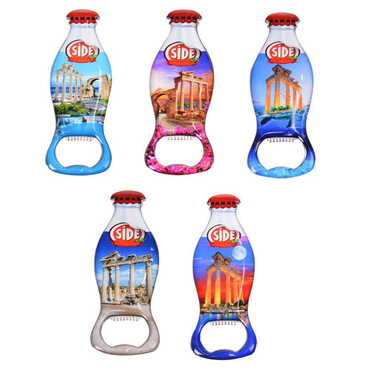 Side Themed Coke Bottle Shaped Metal Magnetic Bottle Opener 120x41 mm - 3