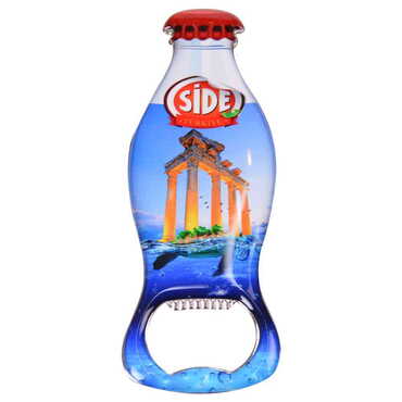 Side Themed Coke Bottle Shaped Metal Magnetic Bottle Opener 120x41 mm - 6