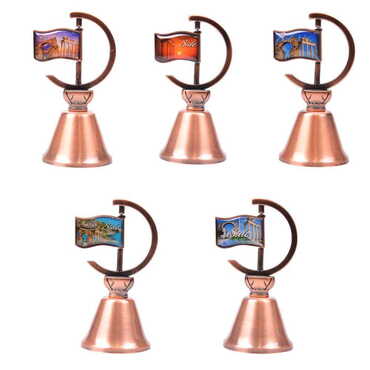 Side Themed Collectible Souvenir Double Side Metal Spinner Flag Bell - Bronze Color - 2