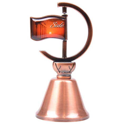 Side Themed Collectible Souvenir Double Side Metal Spinner Flag Bell - Bronze Color - 3